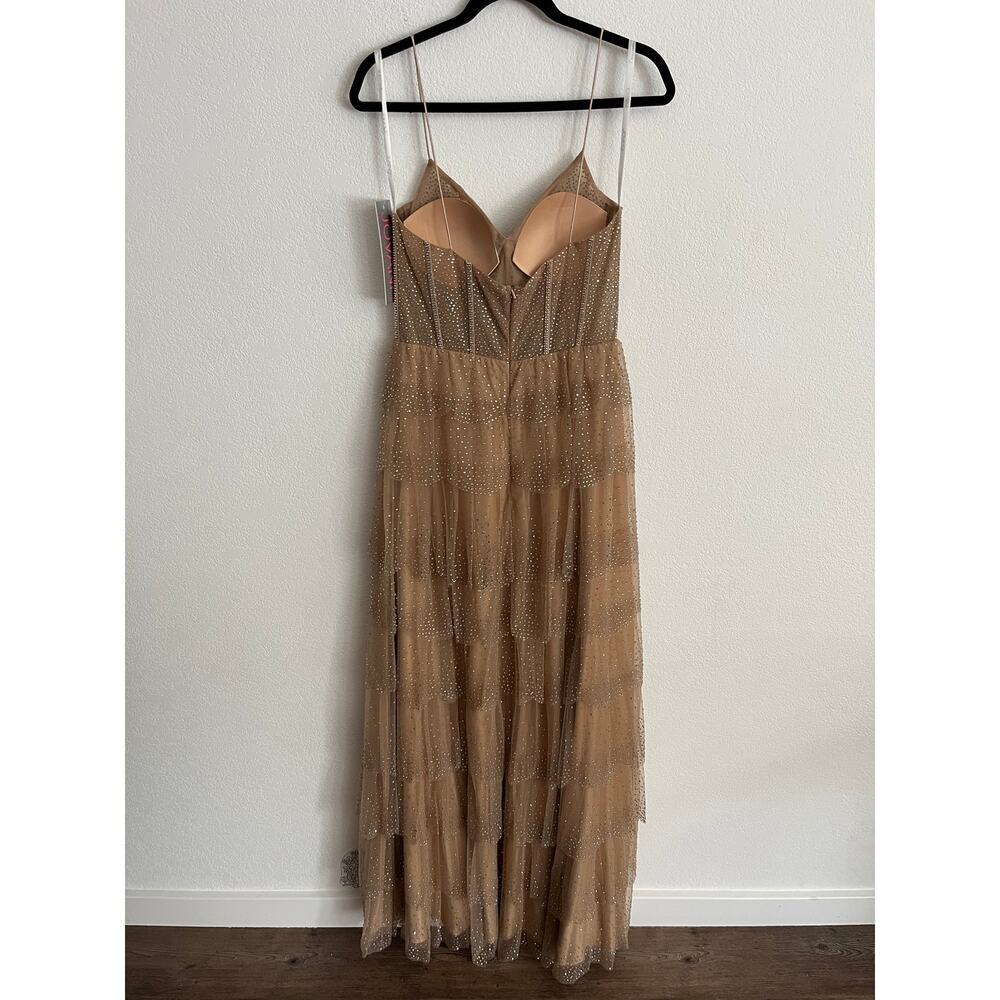 Jovani Rhinestone Corset Mesh Tulle Ruffle Layered Gown NWT - Picture 4 of 8